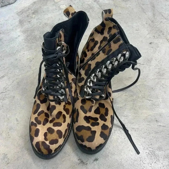 NEW Pancaldi Combat Boots leopard print size 10 - Picture 1 of 6